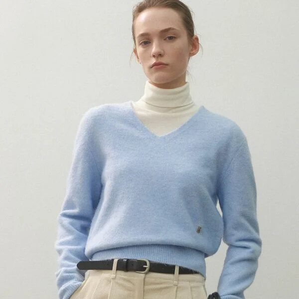ESSENTIAL WOOL CLOUD V-NECK KNIT(T-6974)