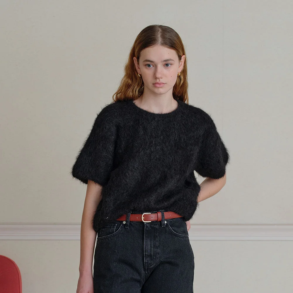 Alpaca Half Sleeve Knit(Black)