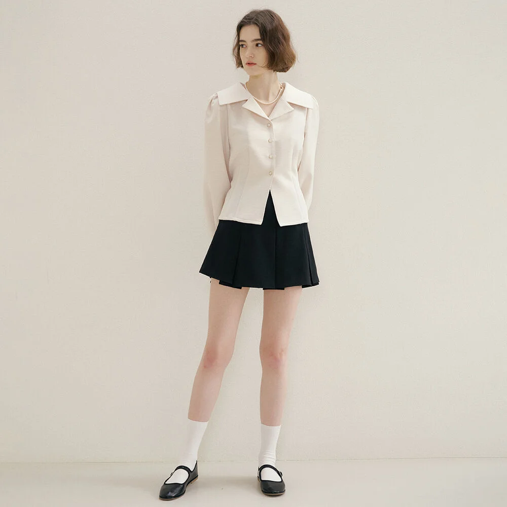 PLEATS BUTTON SKIRT - 3COLOR