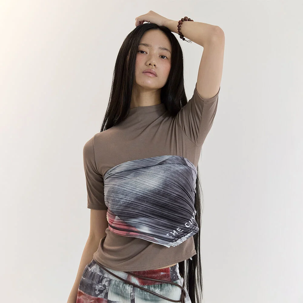 PLEATS TOP SCARF(BLACK/WHITE)