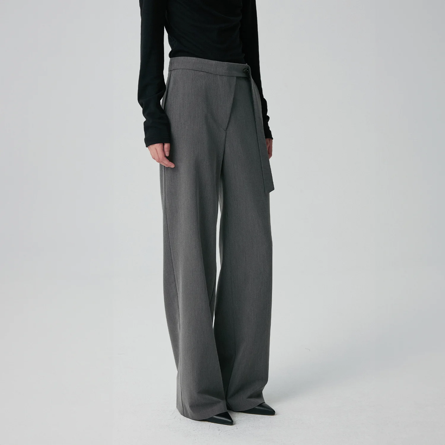 ASYMMETRIC ZIP TROUSERS CHARCOAL