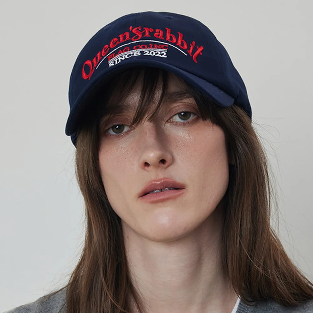QSRB Cotton Chino Lettering Baseball Cap_NAVY