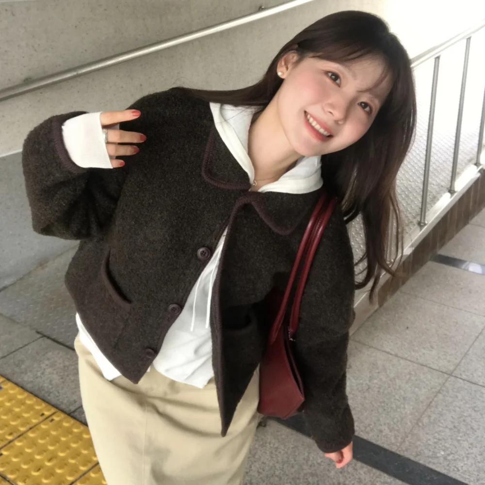 環保再生 圈圈紗 衣領 排扣 針織衫 外套_COCOA