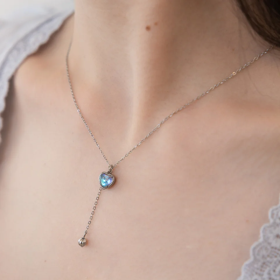 Shimmer heart drop necklace