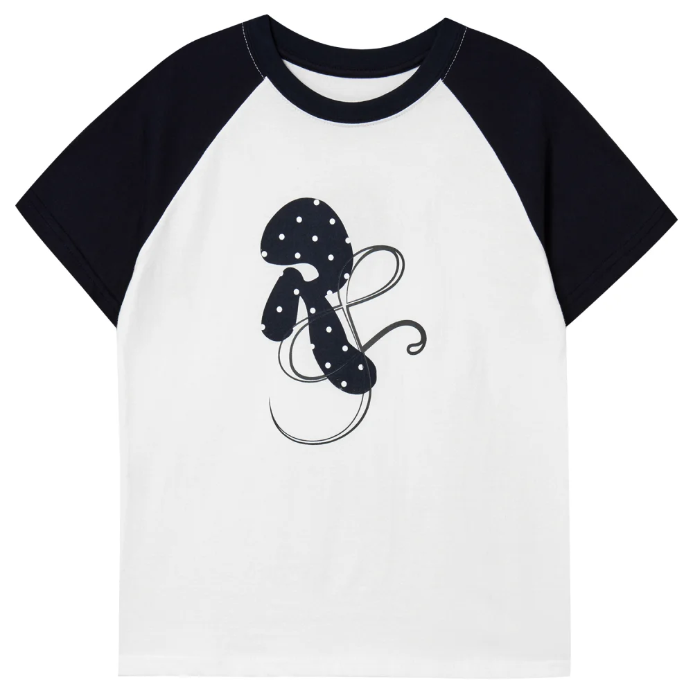 RnR Dot Point Ragian T-shirt White-Navy