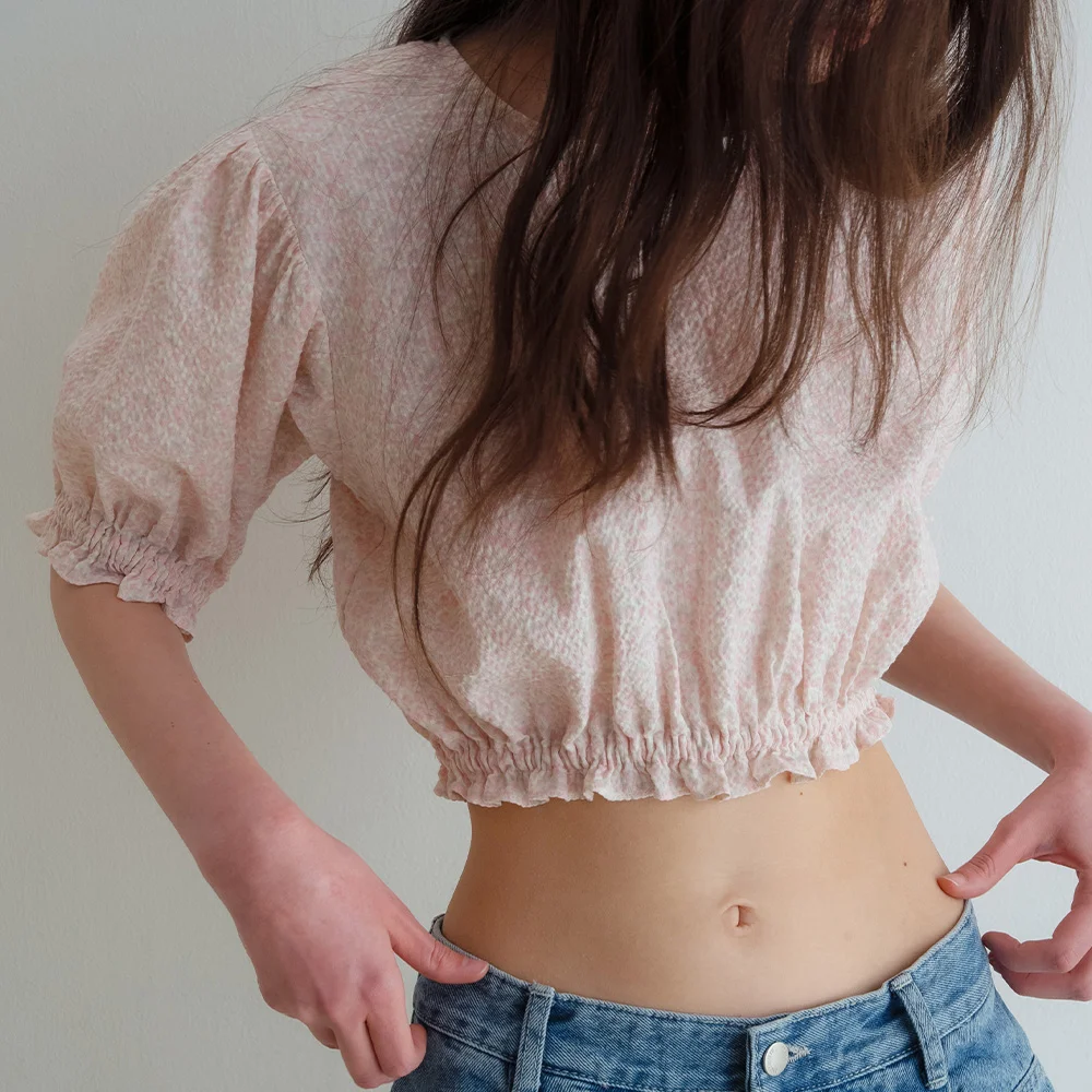 RINZ 短版 泡泡 鬆緊帶 雪紡衫_Linz Blouse