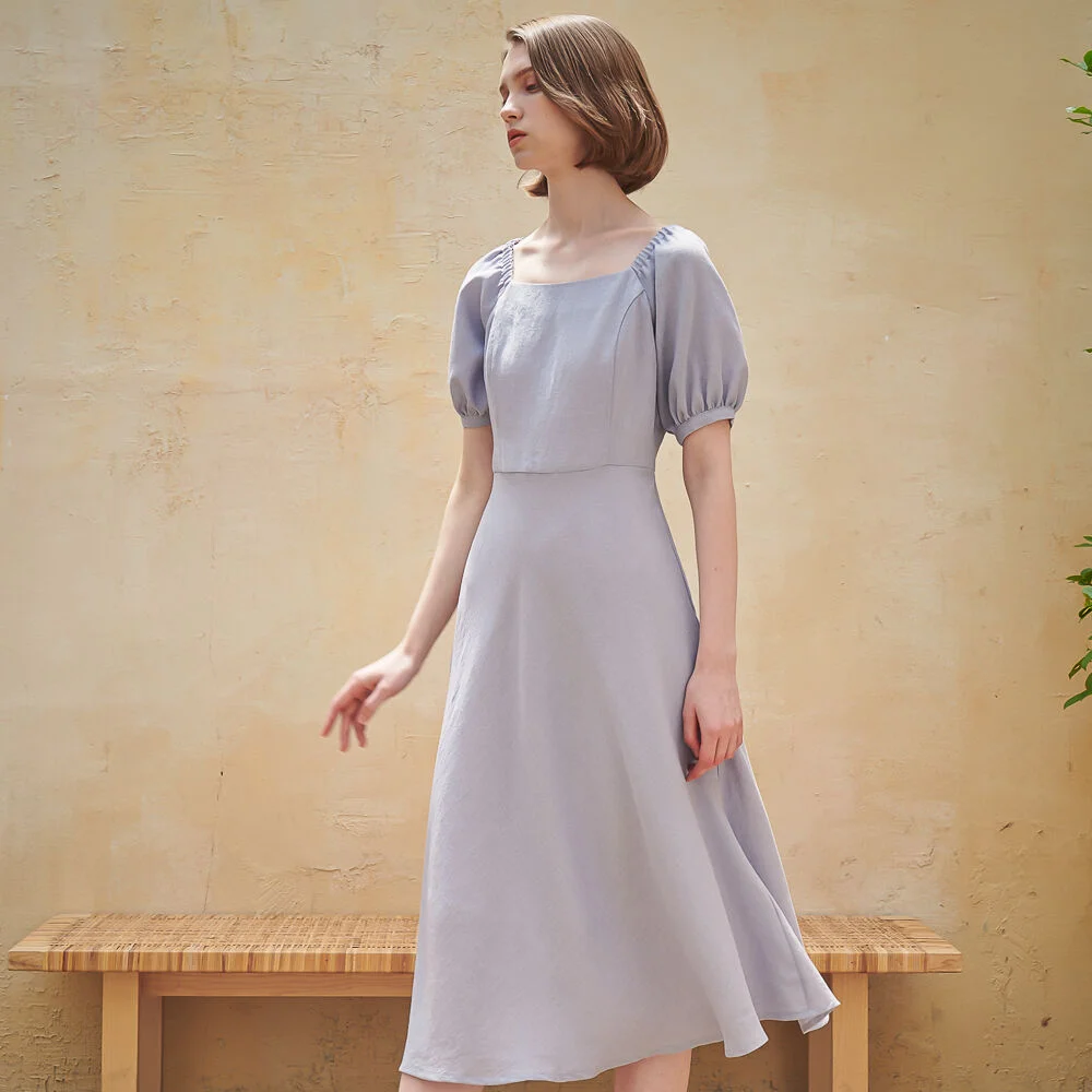 Square Neck Balloon One-Piece_Blue