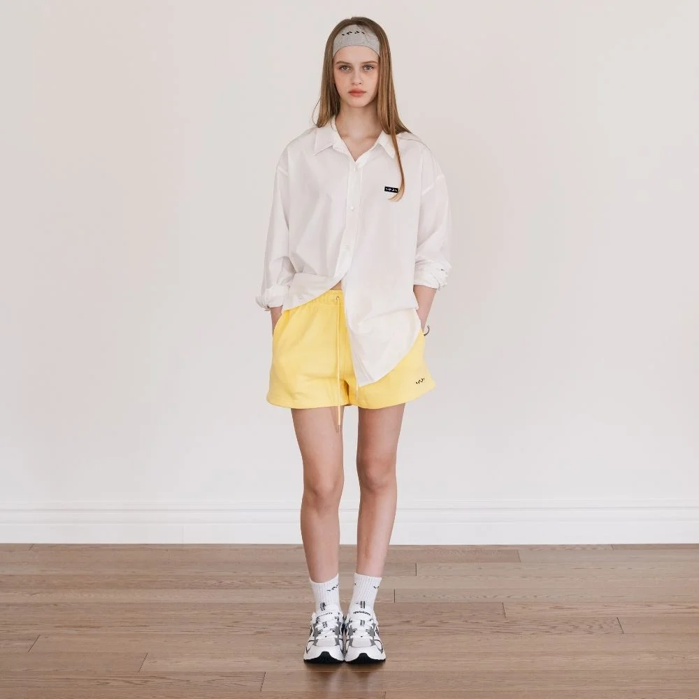 Cotton hip pocket Sweat Shorts 黃色