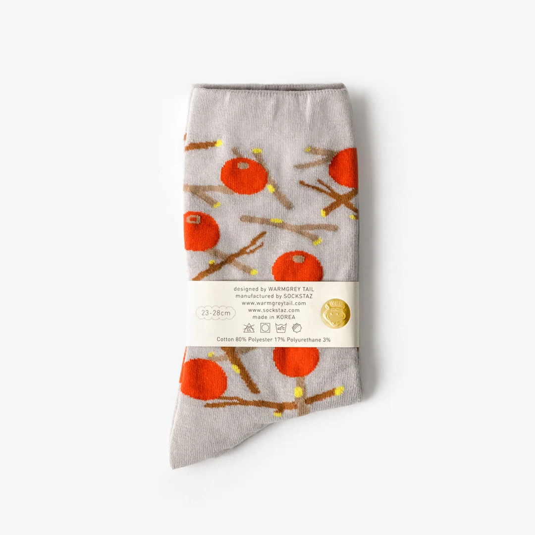 紅色 Fruits 襪 - 灰色