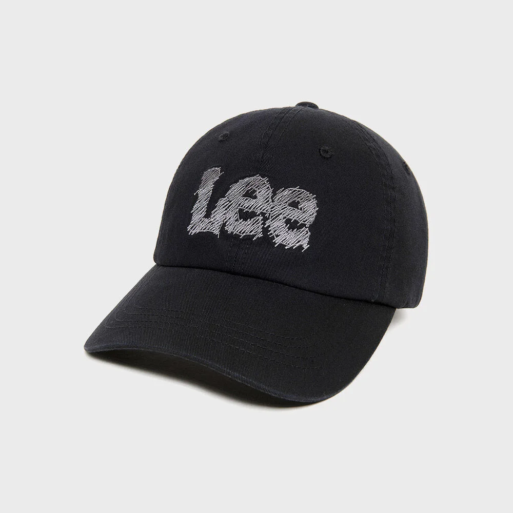 手繪 縫線 Cotton Ball Cap 黑色