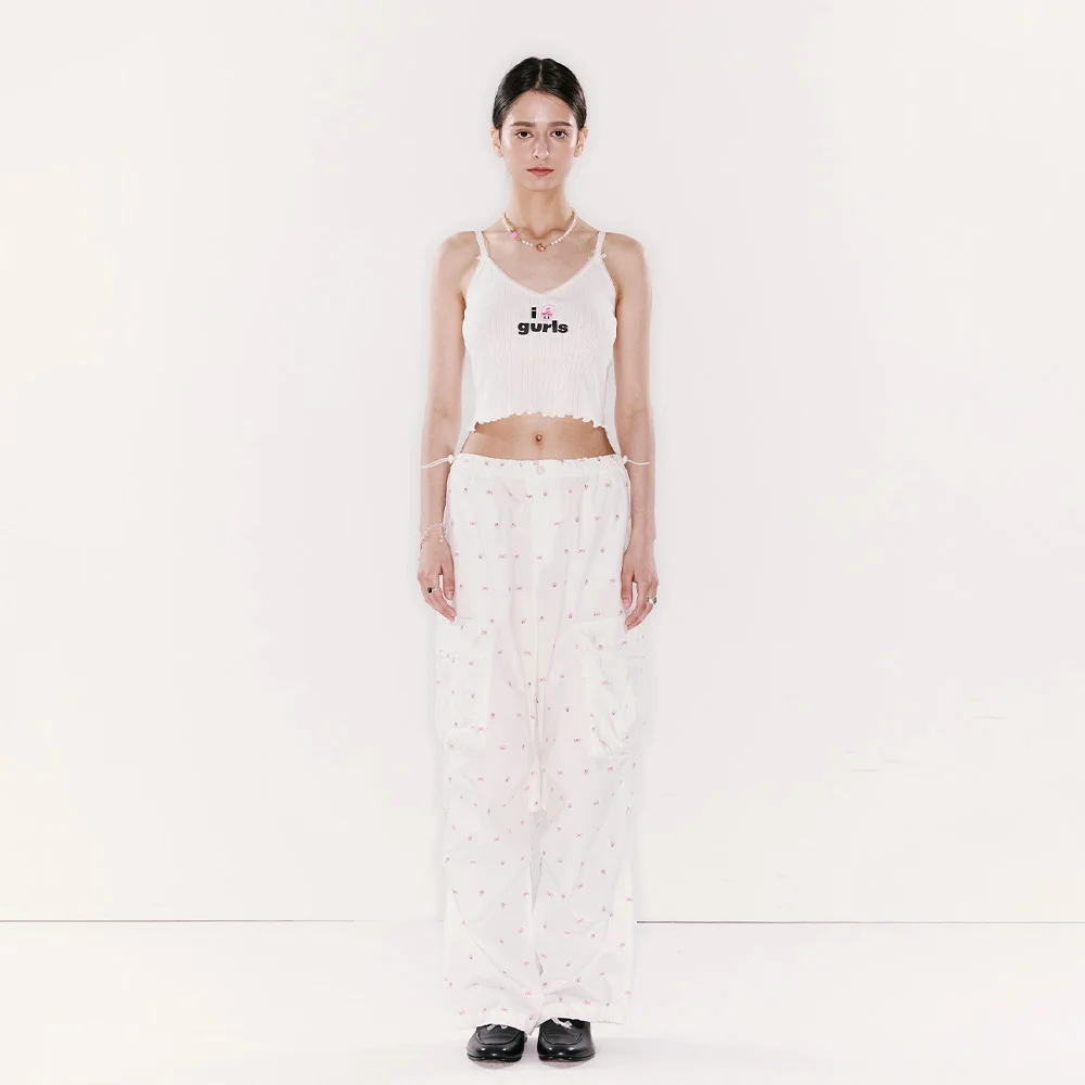 ESTHER BUNNY X AS IF CALIE BUNNY PARACHUTE CARGO PANTS WHITE