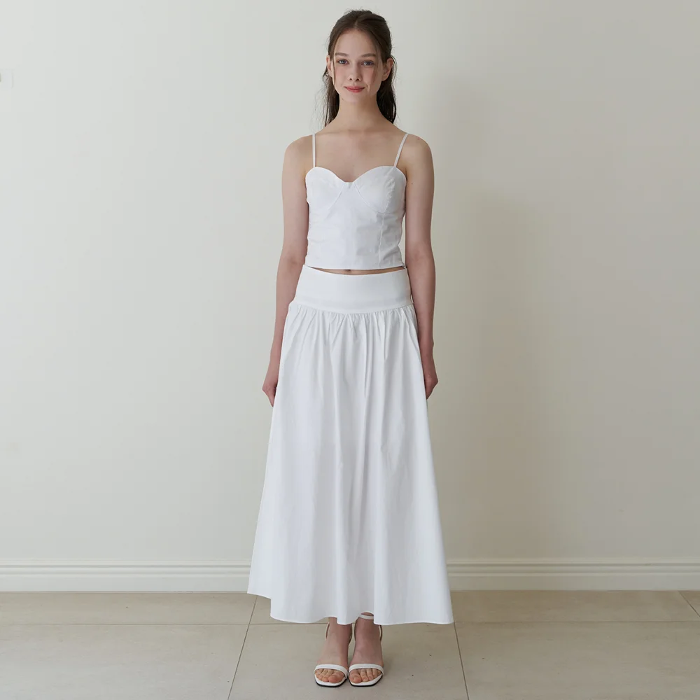 flare long skirt - white