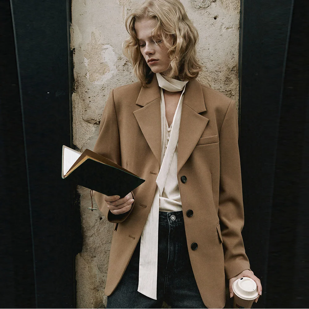 Oversized Notched Collar Blazer SW3AJ357-96