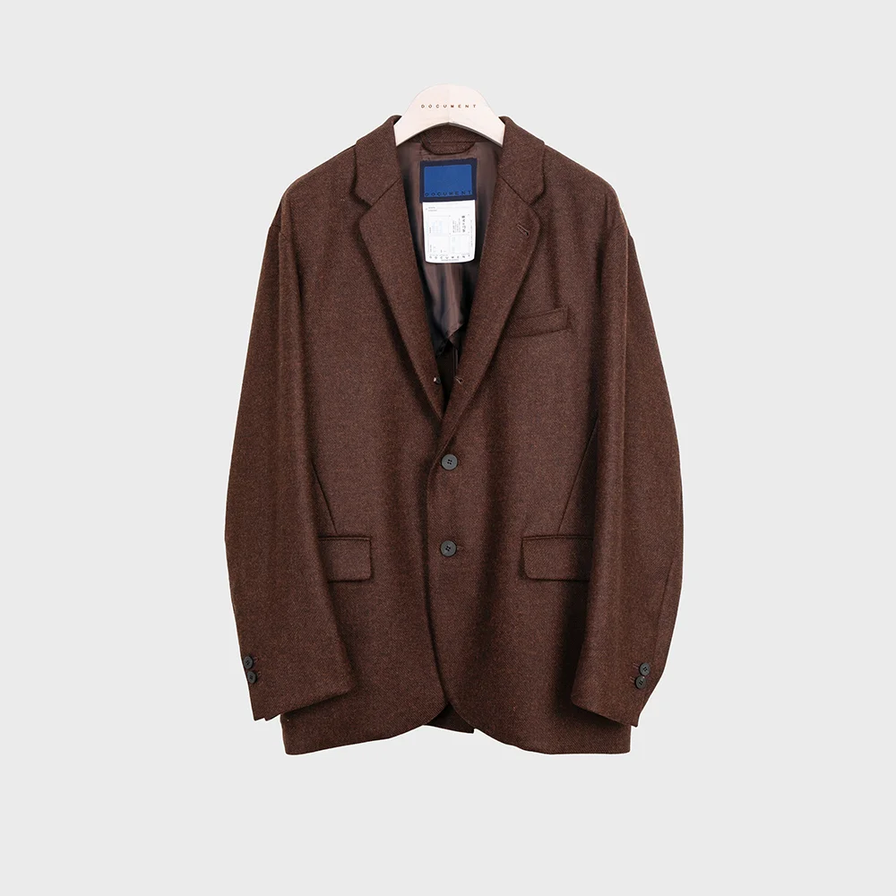 ENGLISH WOOL 3-BUTTON JACKET_BROWN