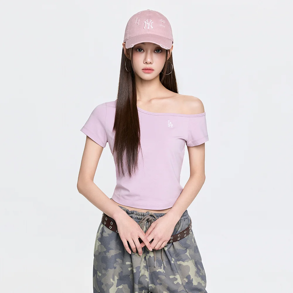 女裝 基本款 露肩 短袖 T恤 LA (L.Lavender)