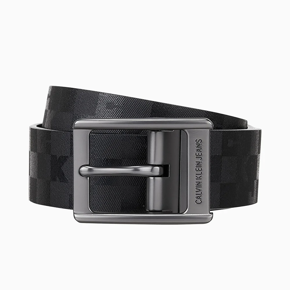 男裝 黑色印花 黑色 牛皮 38MM 雙面 腰帶 HC0552 012