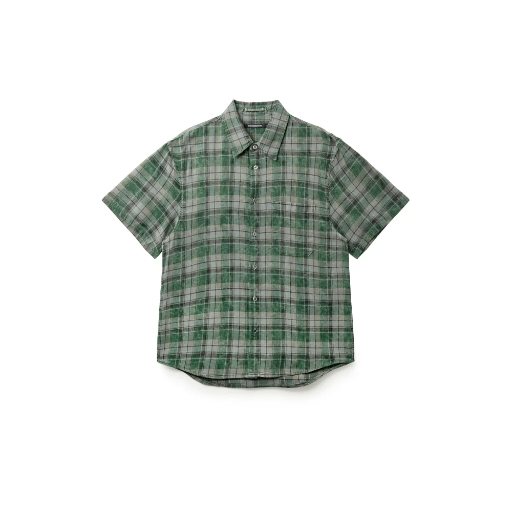 Arrow Shirt Over Dyed Bleached Check Green