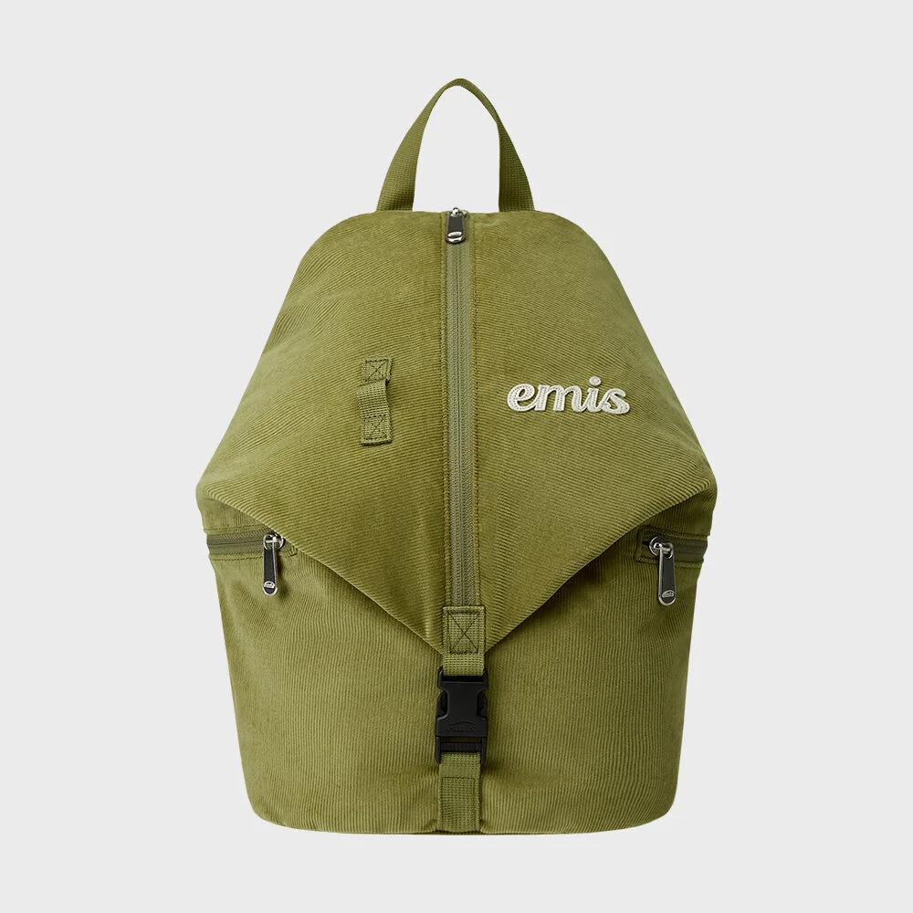 CORDUROY CONVERTIBLE BACKPACK-OLIVE