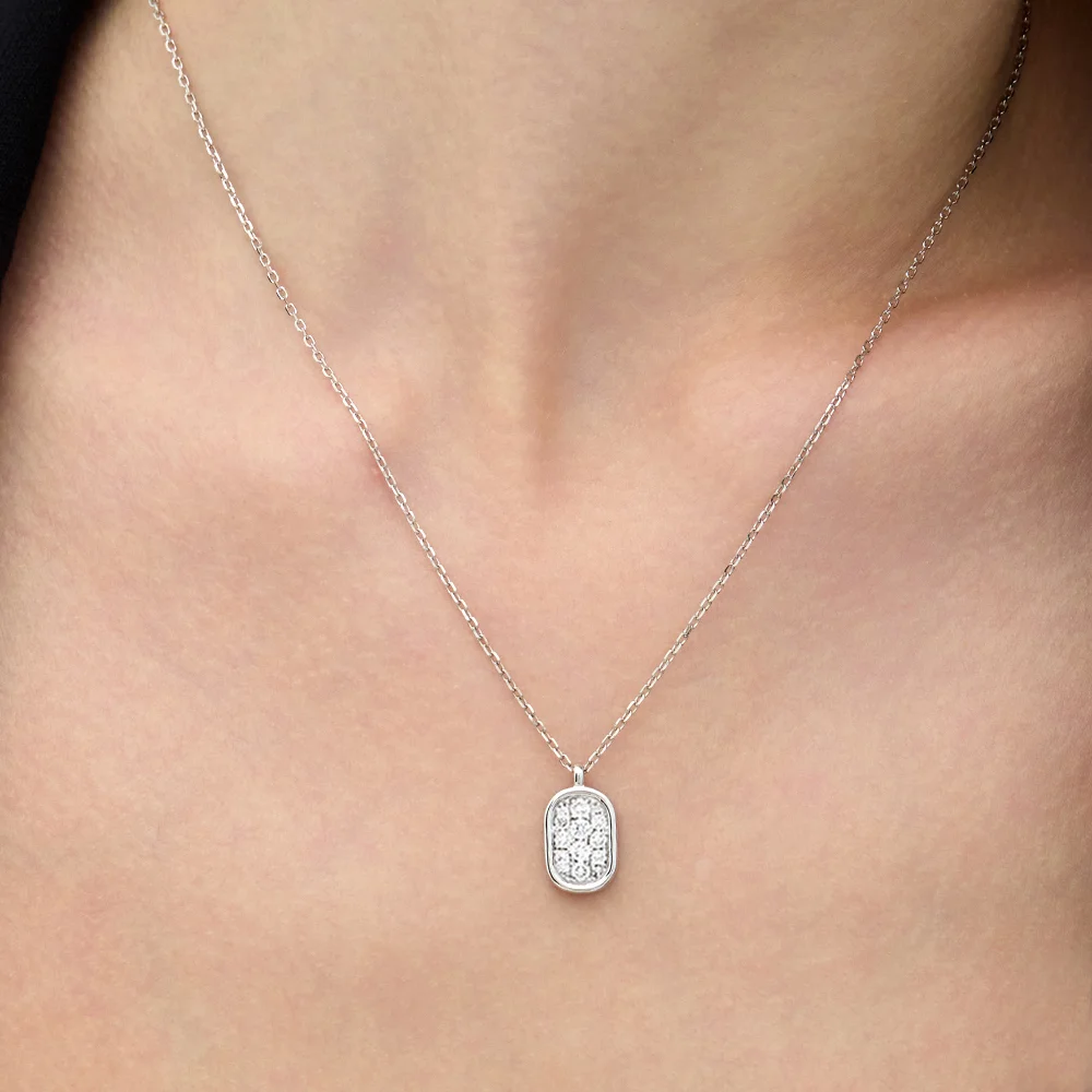 精華液 銀色(W) 培育鑽石 Double Room Pave 頸鏈 HL4N58431W9600