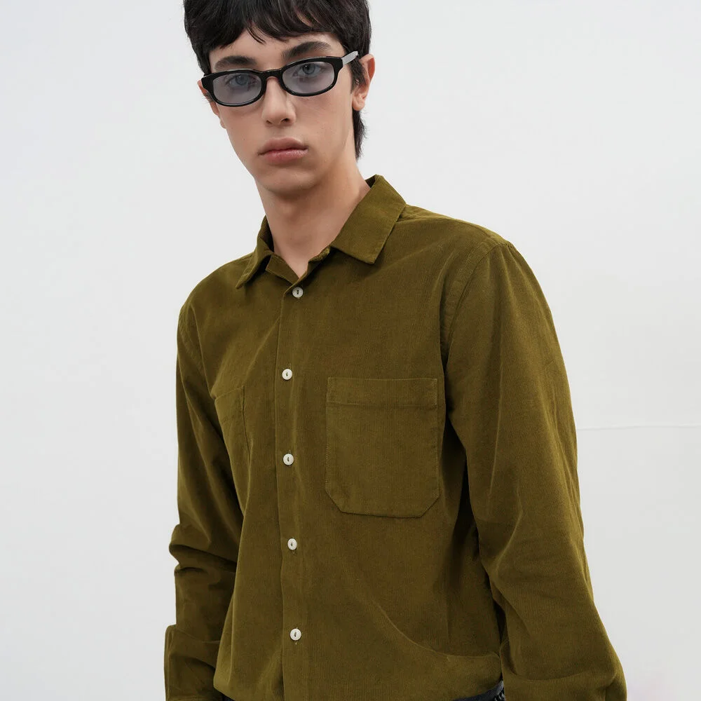 UNISEX 修身版型 燈芯絨 開領 襯衫 / SBE3U03006