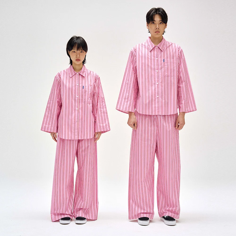經典 家居服 睡衣 套裝_布冧 粉色 條紋 2SIZES (含禮品包裝)