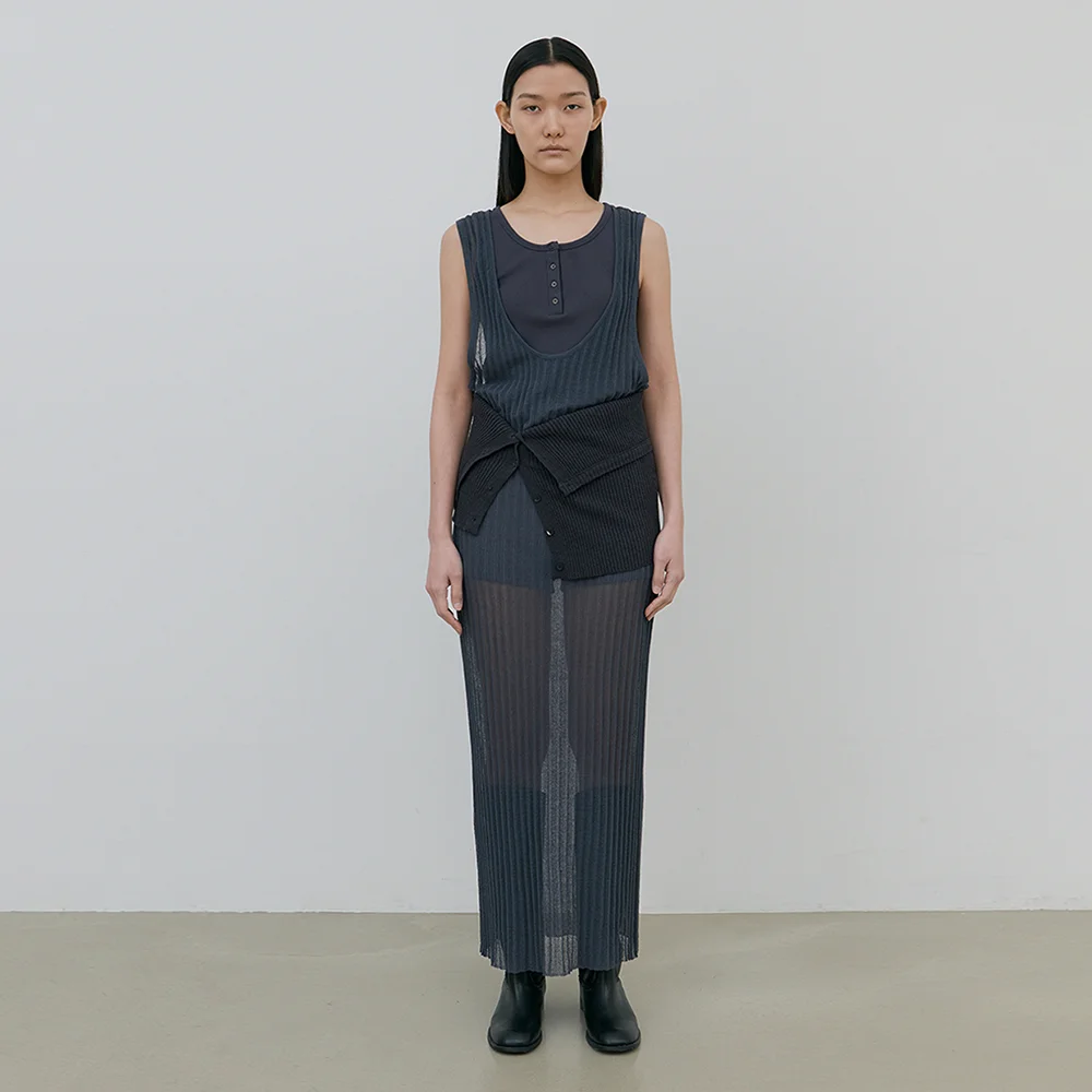 Sheer Knit Dress (dusk blue)