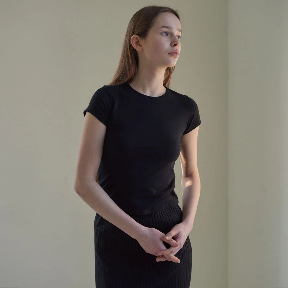 Cap Sleeve T-Shirts (Black)