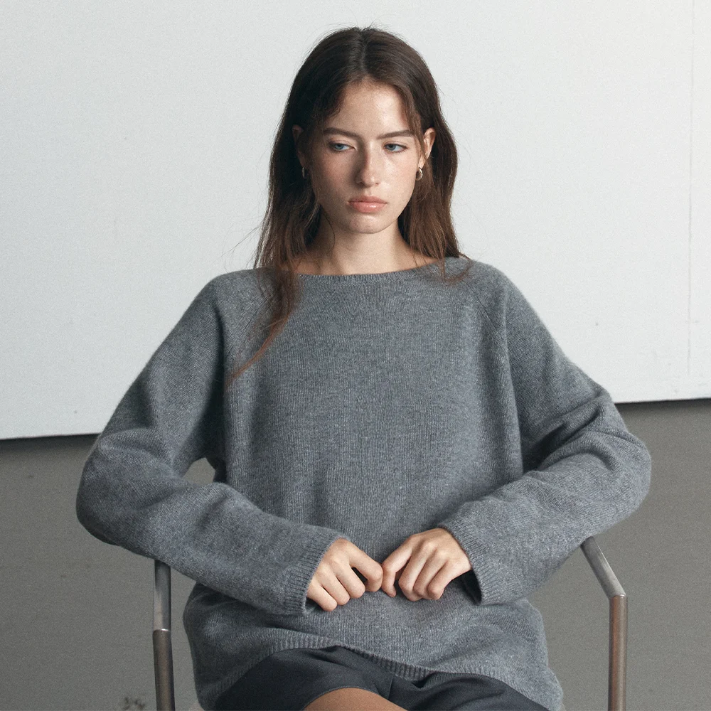 Loose fit merino wool knit _Dark gray