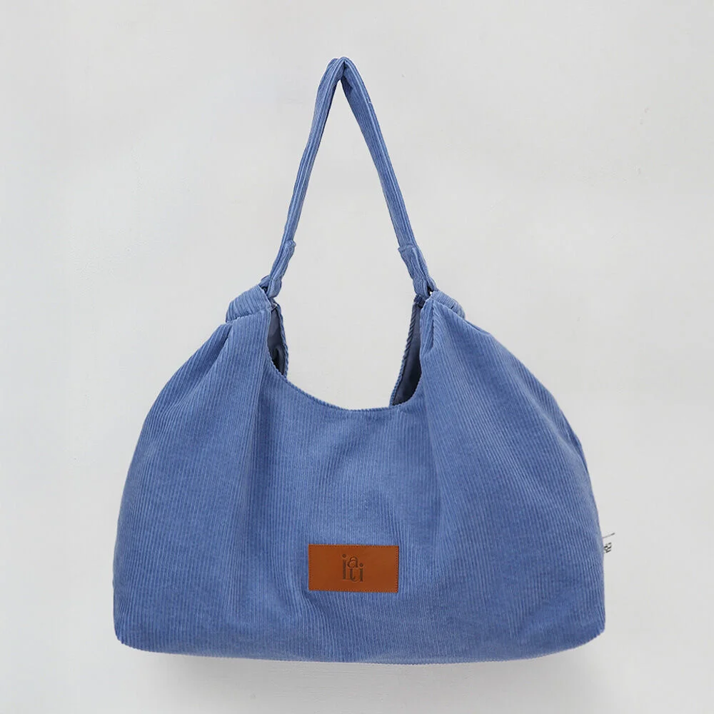 Pig corduroy hobo bag Blue