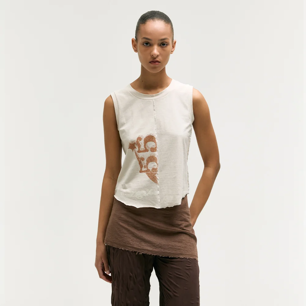 PRINTED RE WORK SLEEVELESS_beige
