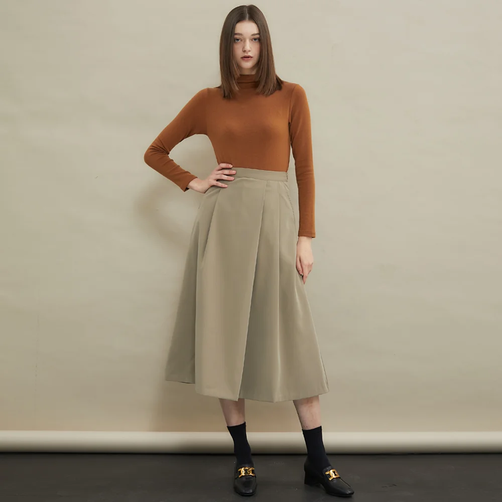 Pintuck A-line long skirt
