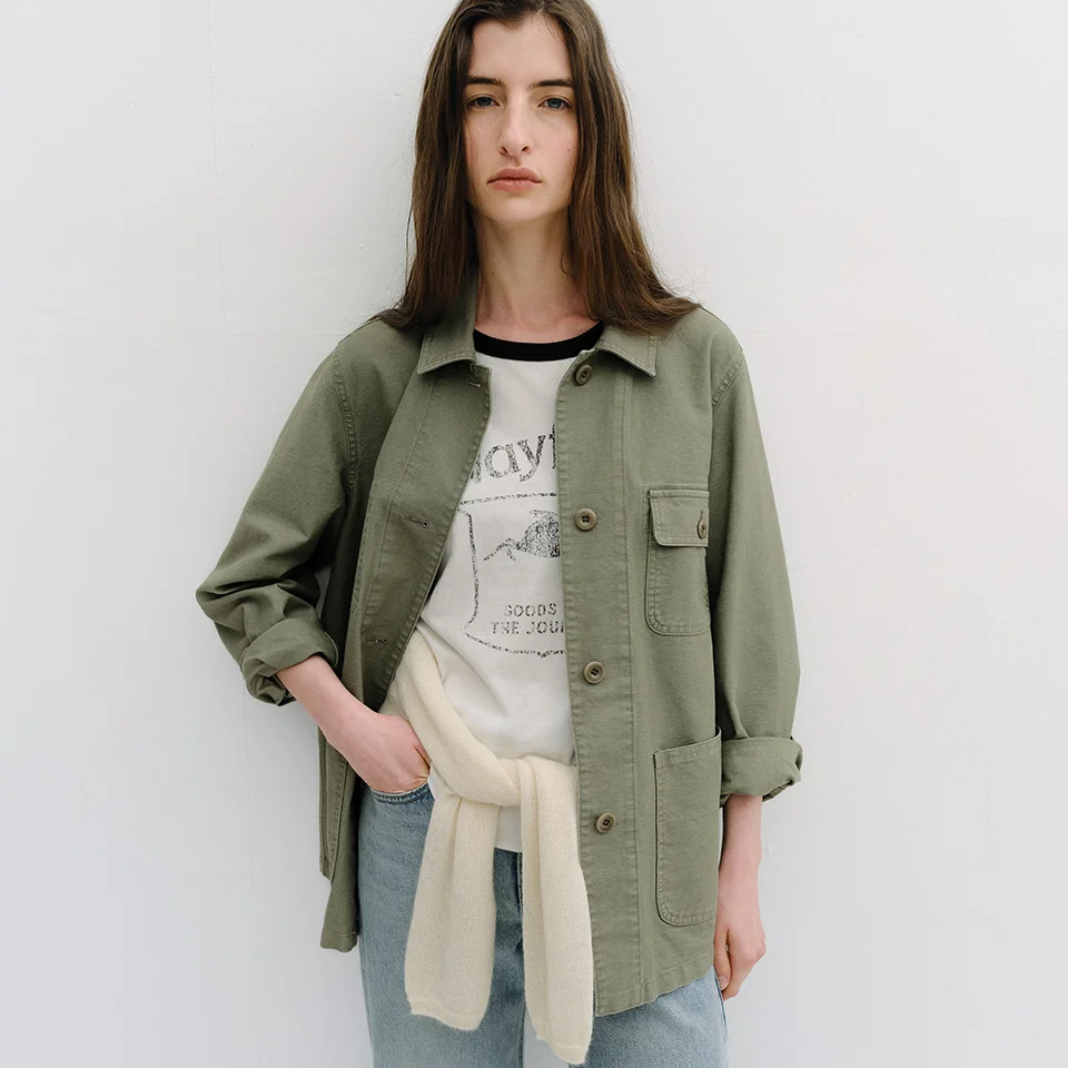 washed french work jacket (vintage olive)