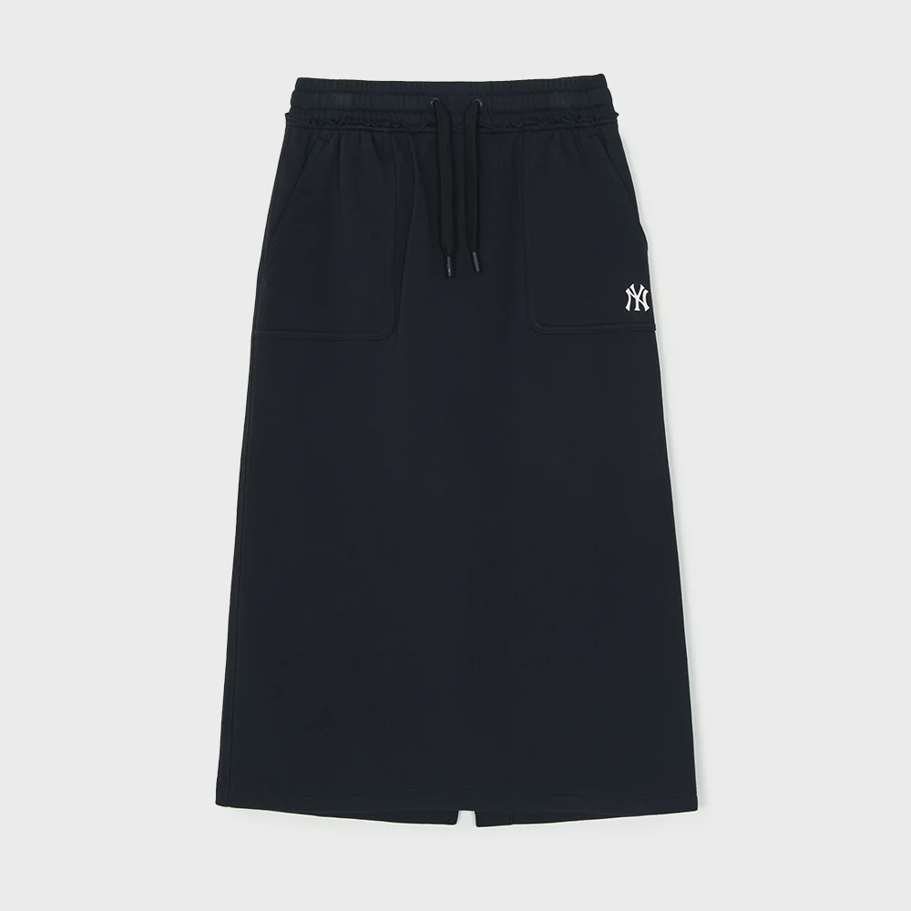 女裝 街頭 Raw Edge 針織 長 半身裙 NY (Black)