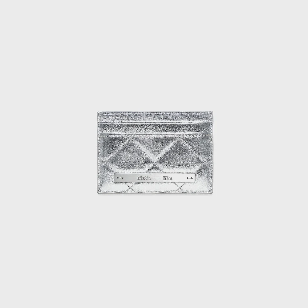 PUFF QUILT CARD WALLET IN SILVER