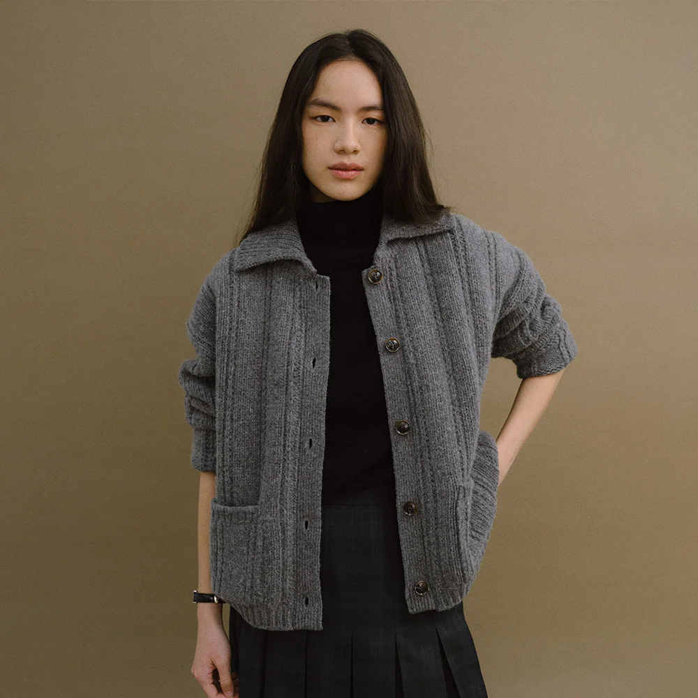 STRAIGHT CARDIGAN (CHARCOAL)