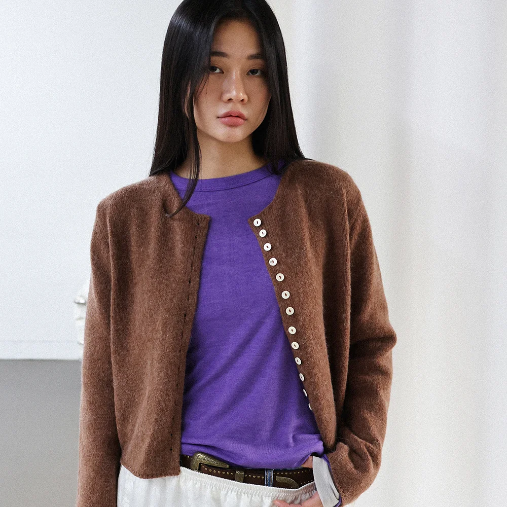 Alpaca Button Cardigan_Brown