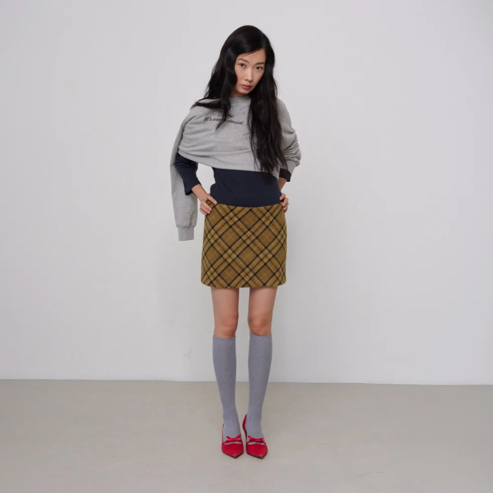MJ Check Mini Skirt / YELLOW