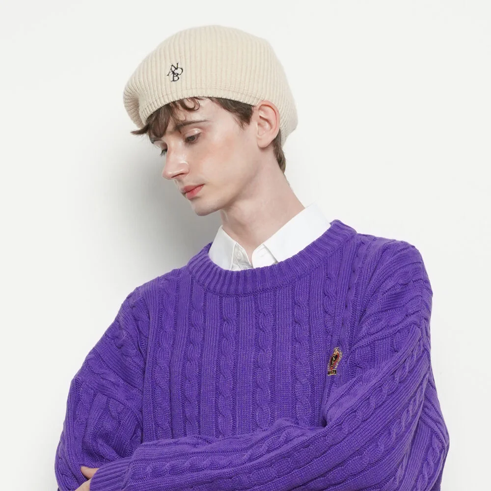 MW22 knit beret hat ivory