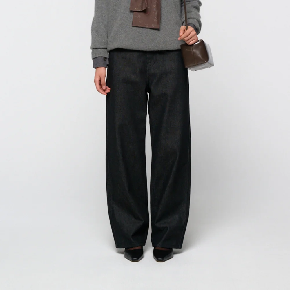 Colored straight fit denim, Black