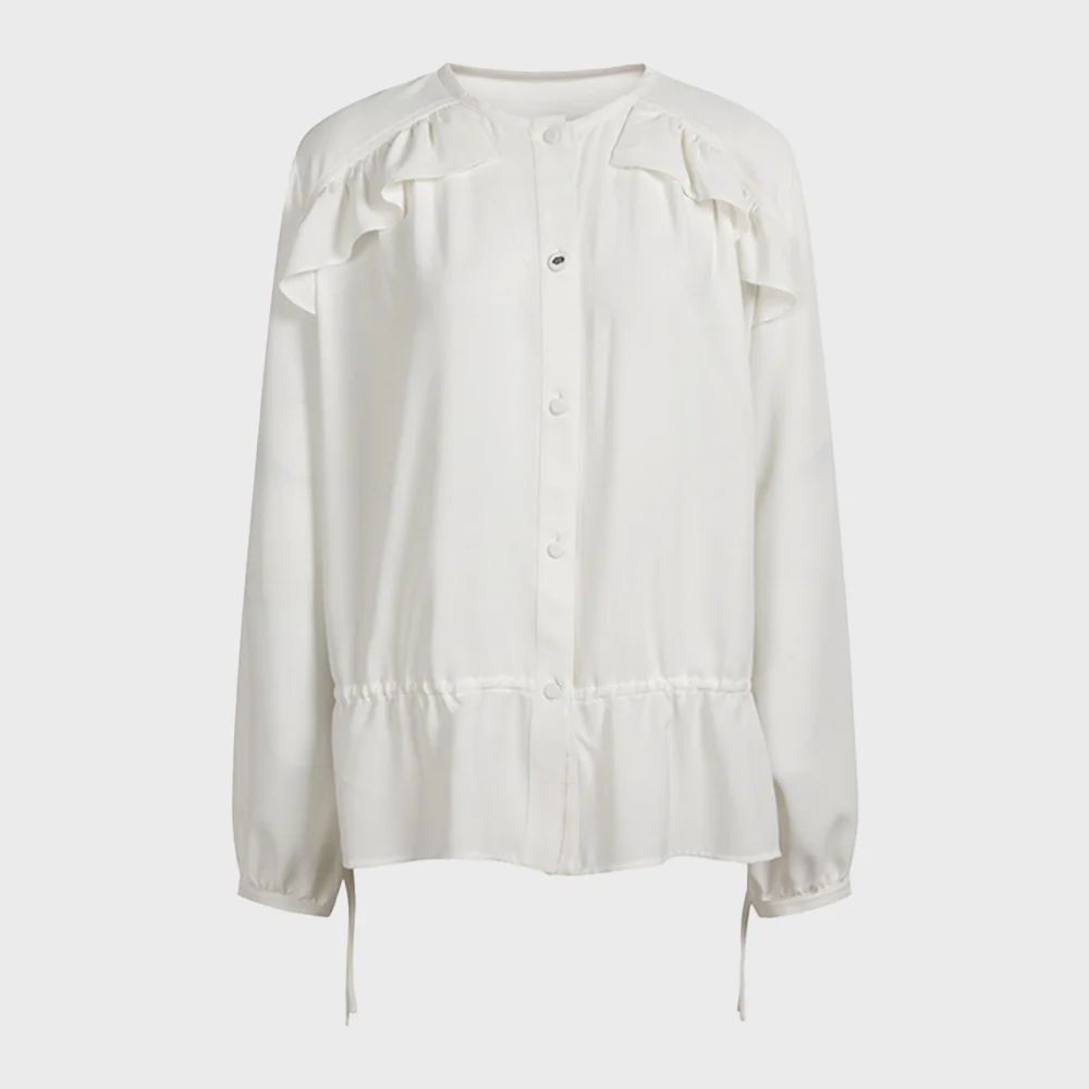Front Frill Point Poly Blouse (ivory) LFSAM26300IVX