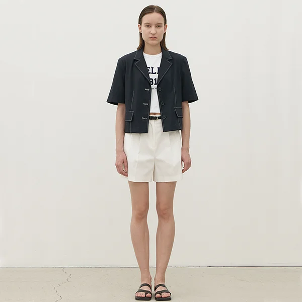 ESSENTIAL COTTON TUCK HALF PANTS S(PT-5406)