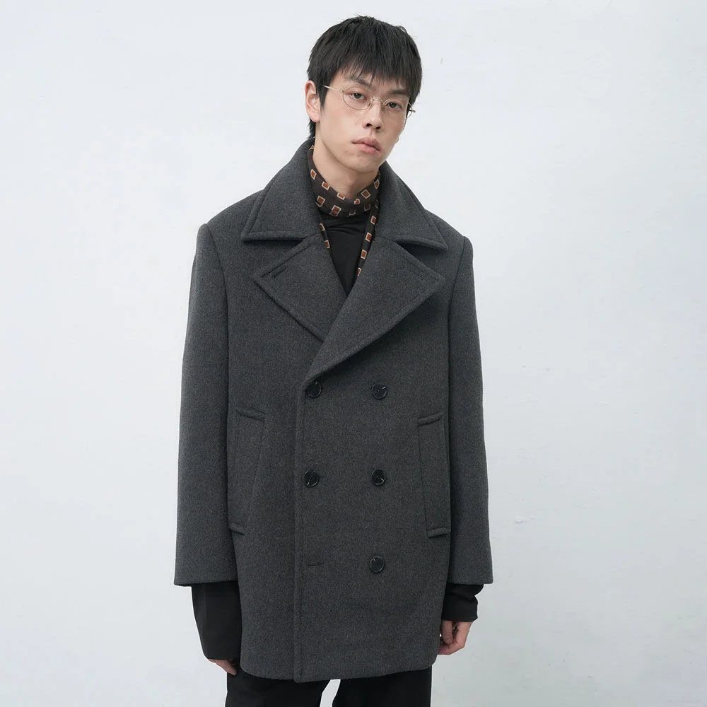 MAN 羊毛 混紡 雙 Peacoat / SBE4M10015