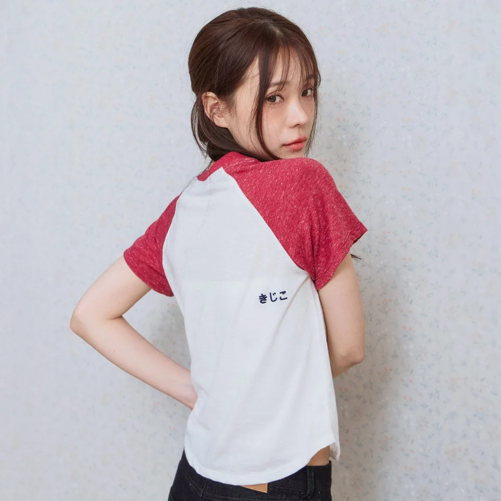 ke403. Back Logo Raglan Tee Red