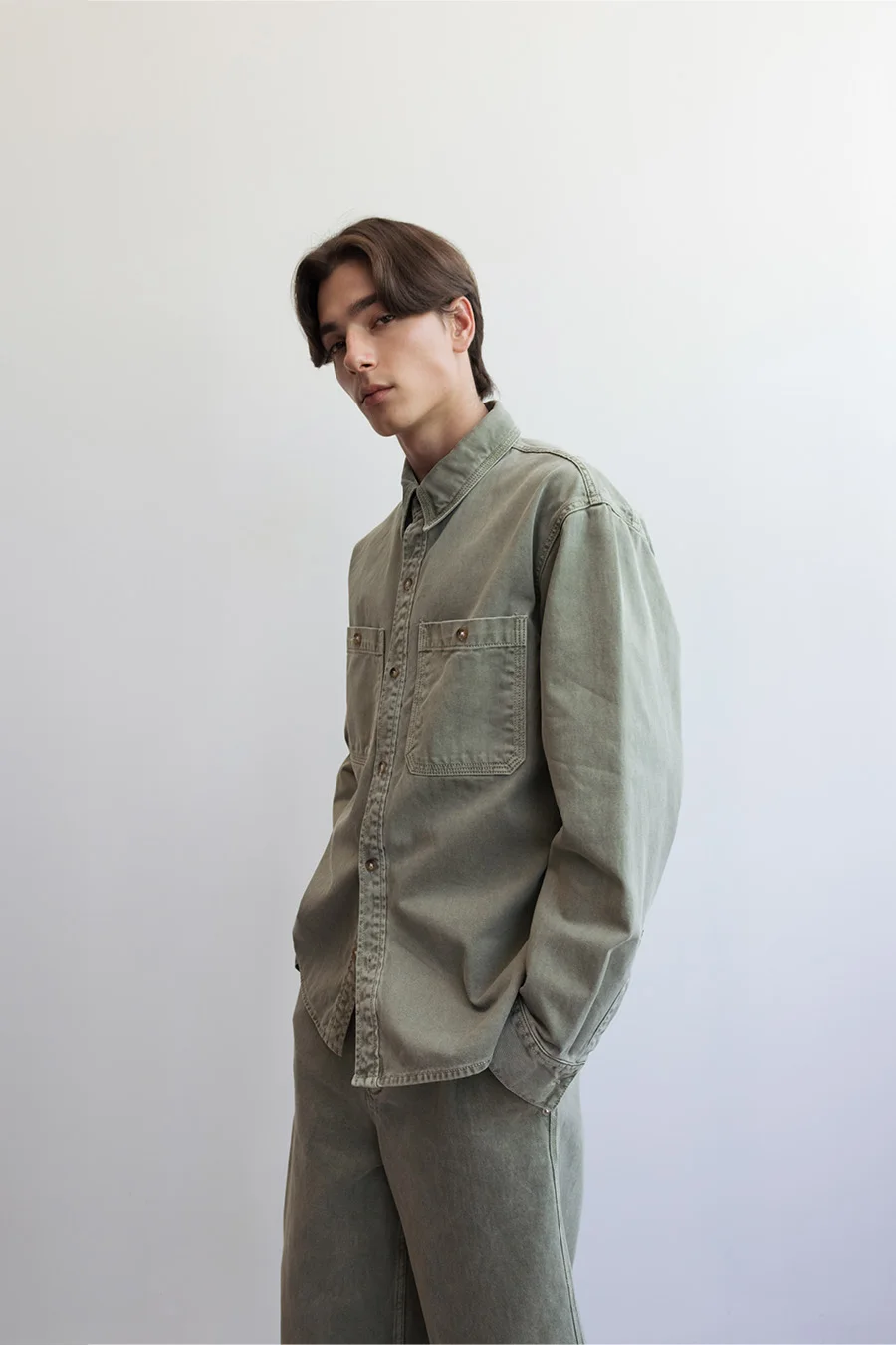 GARMENT-DYED DENIM SHIRT