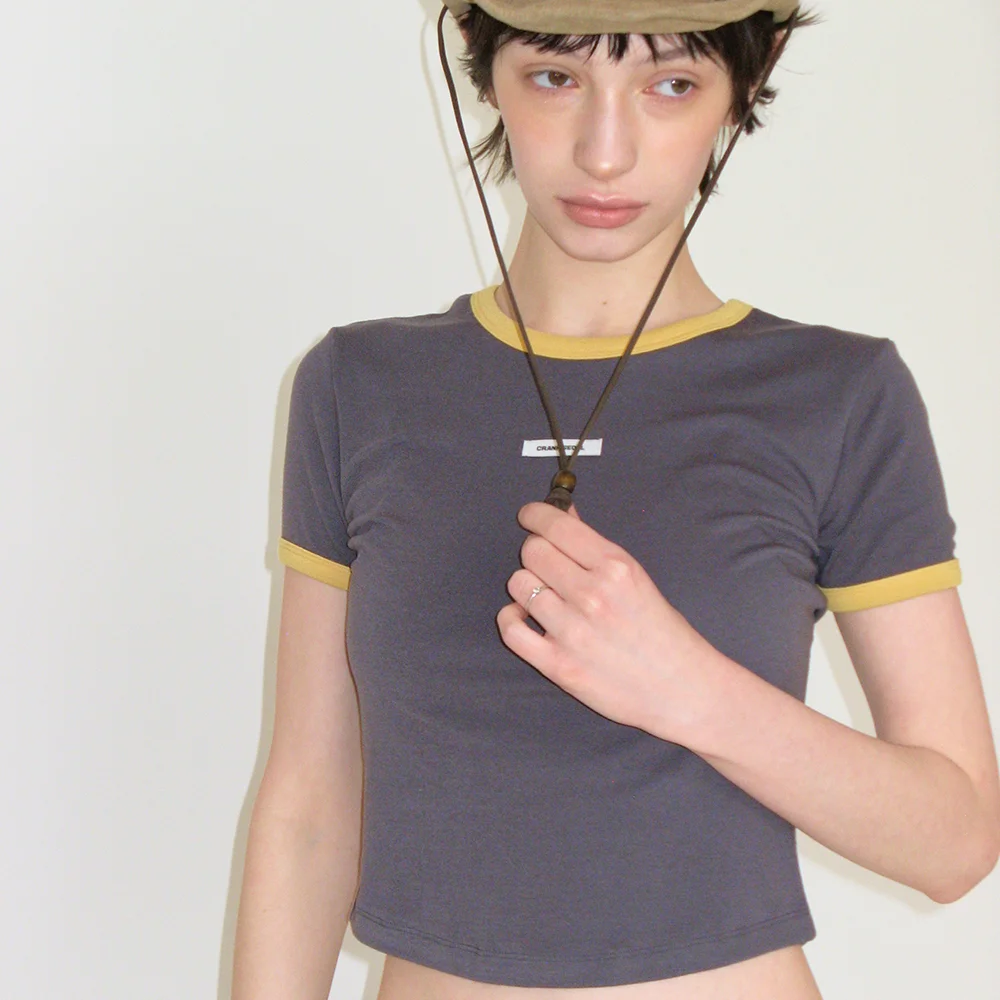 CREW NECK RINGER TOP_CHARCOAL