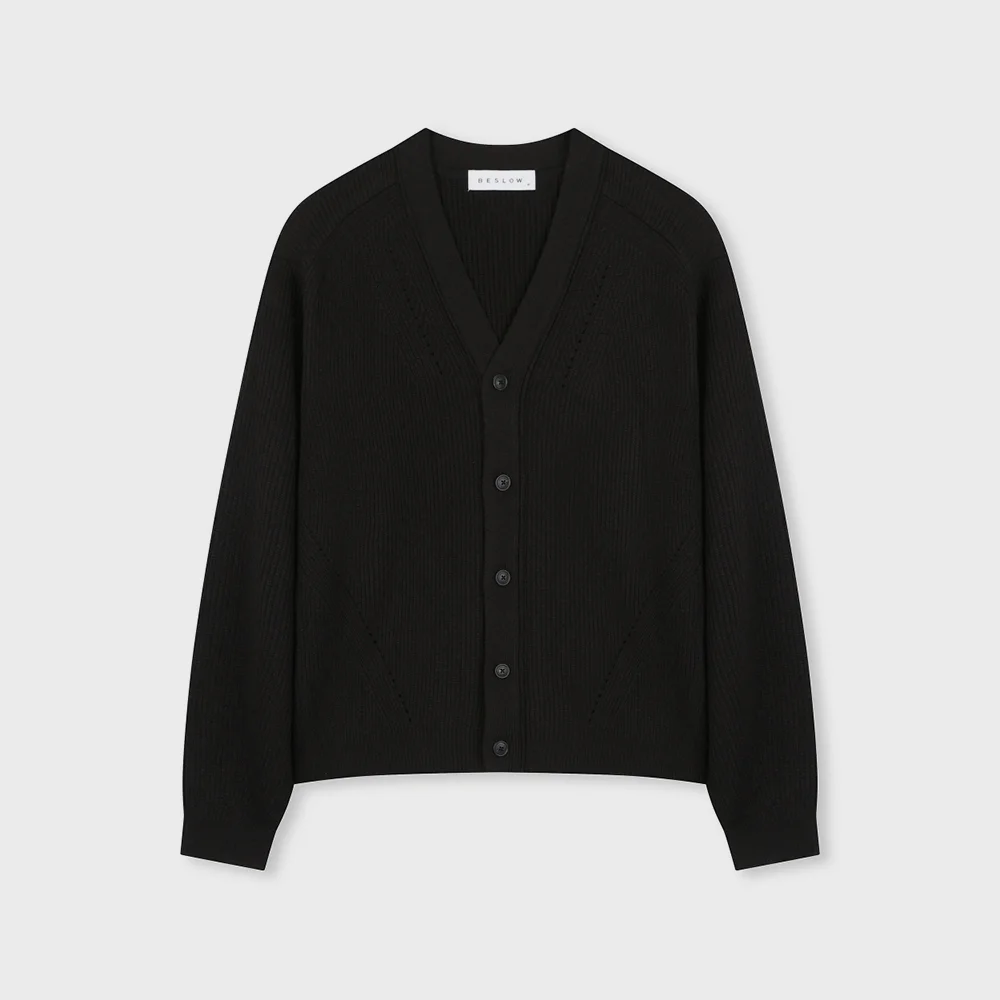 V NECK SHORT CARDIGAN BLACK