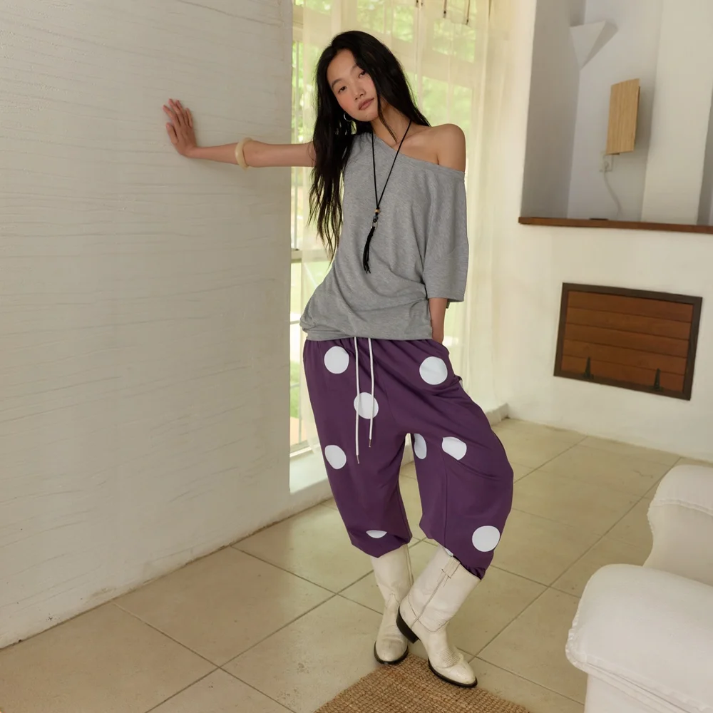 Dotty Jogger Pants / Grape