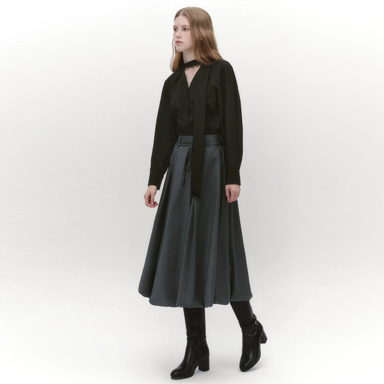 Balloon Long Skirt CHARCOAL GREY