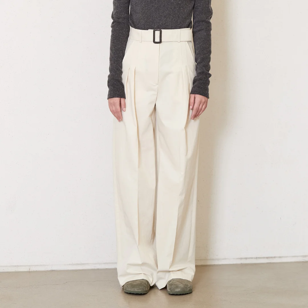 cotton belted pants_ivory