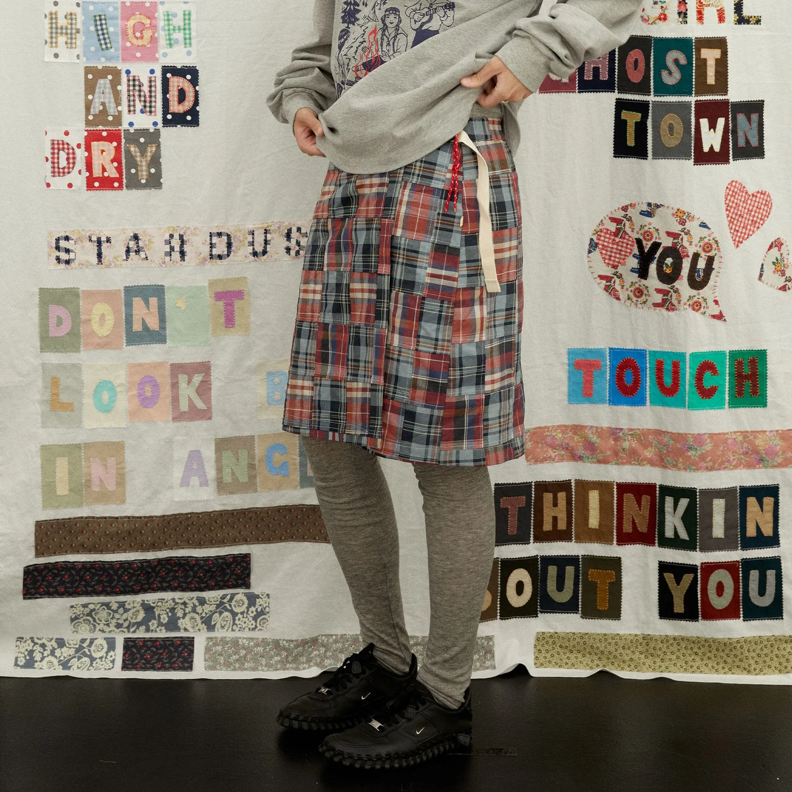 Wohelo Patchwork Warp Skirt Wahello 拼布 RAB 半身裙 (海軍藍)